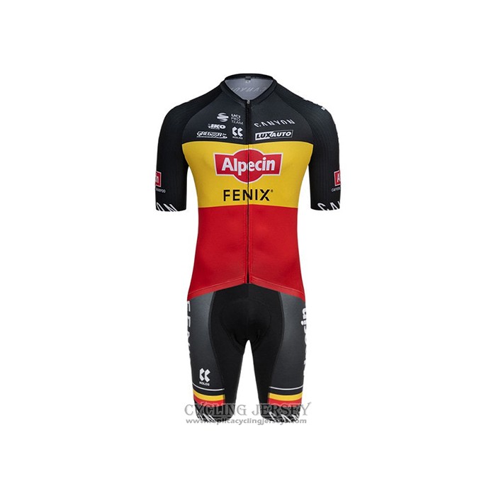 2021 Cycling Jersey Alpecin Fenix Champion Belgium Short Sleeve And Bib Short